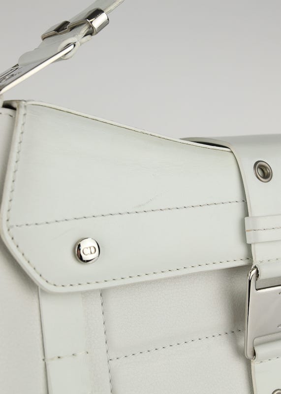 Christian Dior White Leather Small Street Chic Columbus Bag - Yoogi's Closet