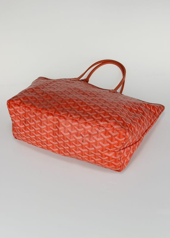 GOYARD Saint Louis PM Coated Canvas Leather Tote Bag Orange Ex++