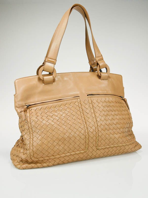 Bottega Veneta Naturale Woven Leather Satchel Bag