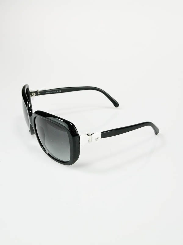 Chanel Black and White Frame CC Logo Sunglasses - Yoogi's Closet