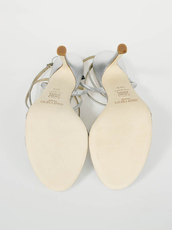 Jimmy Choo Metallic Silver Nappa Leather 'Smooth' Sandals
