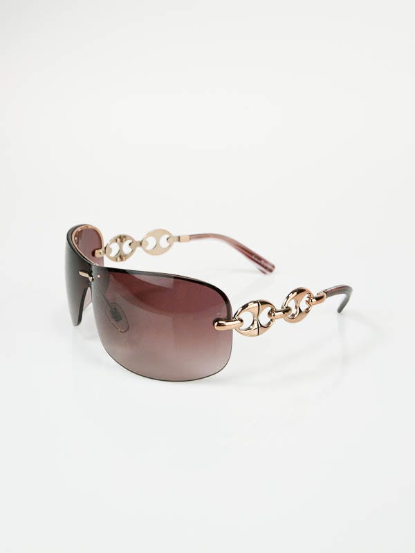 Gucci Rose-Gold Metal Link Red Gradient Lens Sunglasses 2772/S