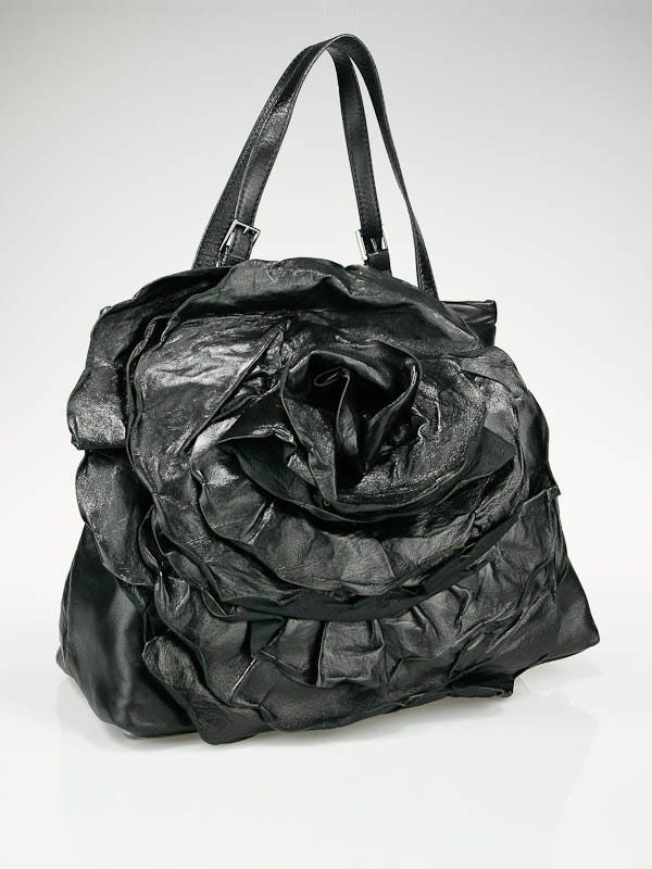 S black leather Rose bag