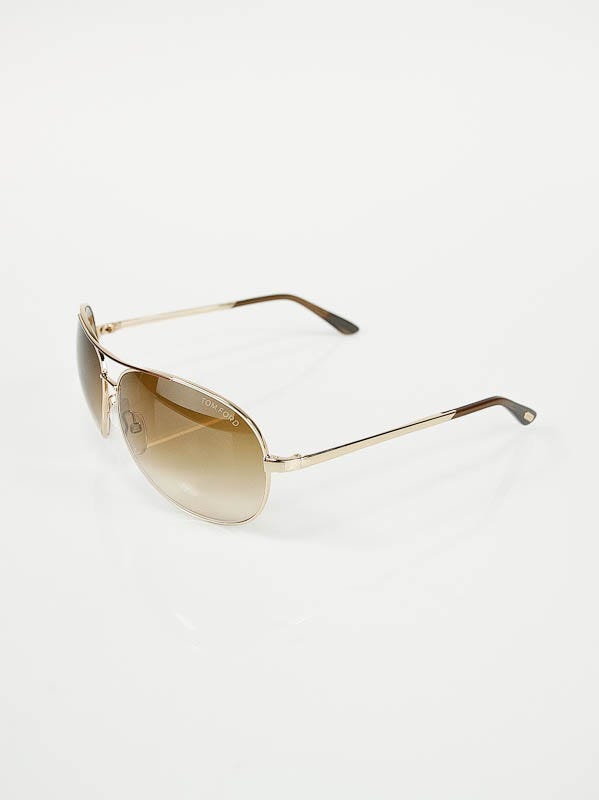 Tom Ford Metal Frame Brown Gradient Tin Lens Charles Aviator Sunglasses