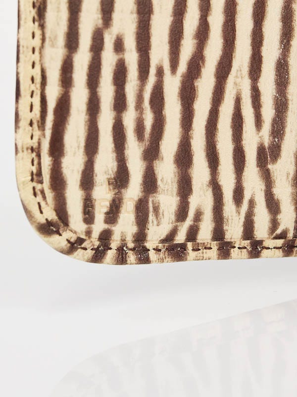 Fendi Tobacco Zucca Canvas and Zebra Print Leather Small Zippy