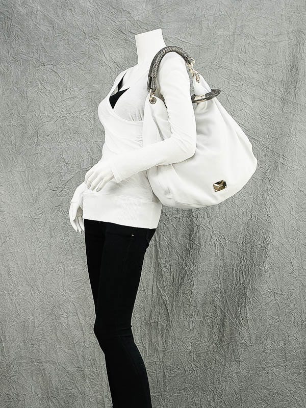 Jimmy Choo White Leather Sky Hobo Bag | Yoogi's Closet