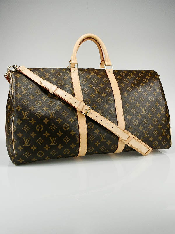 Louis Vuitton Monogram Canvas Keepall 55 w/ Shoulder Strap Bag