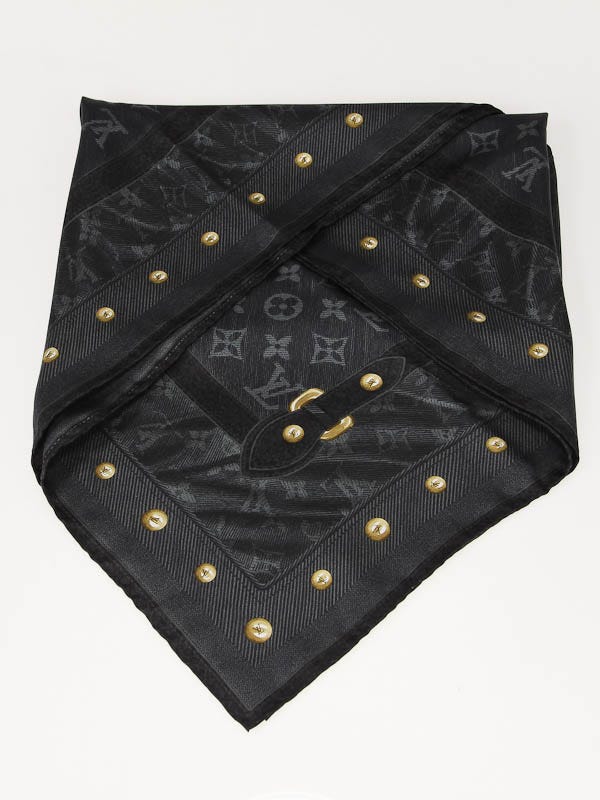 Louis Vuitton Noir New Denim Silk Square Scarf