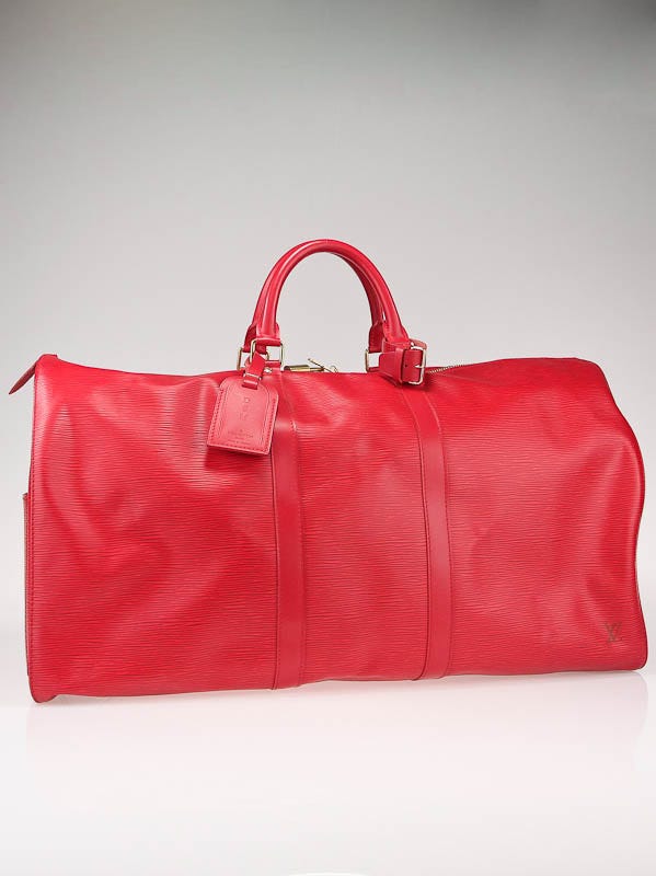 Louis Vuitton Red Epi Leather Keepall 55 Bag