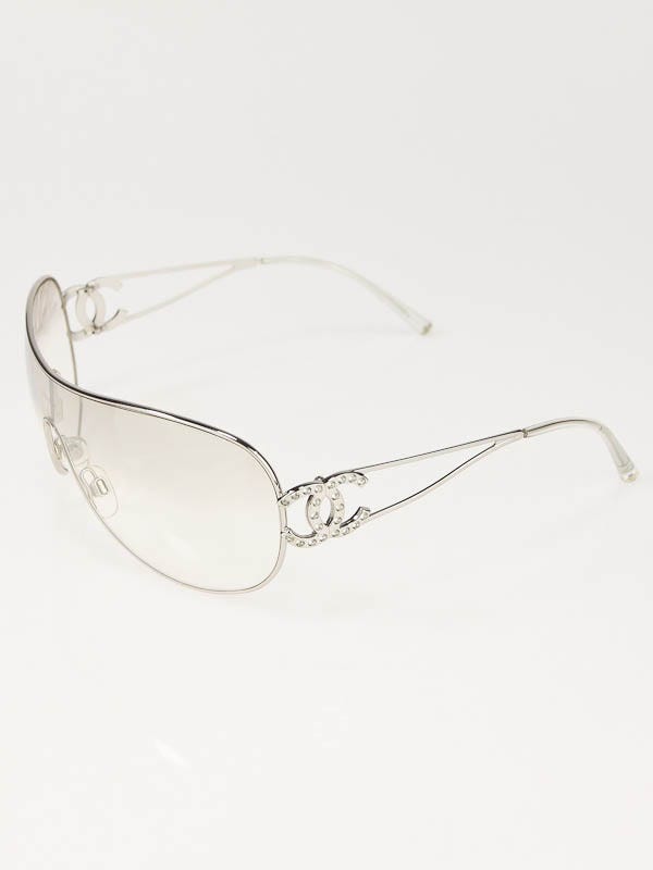 Chanel Silver CC Wireframe Swarovski Crystal Sunglasses