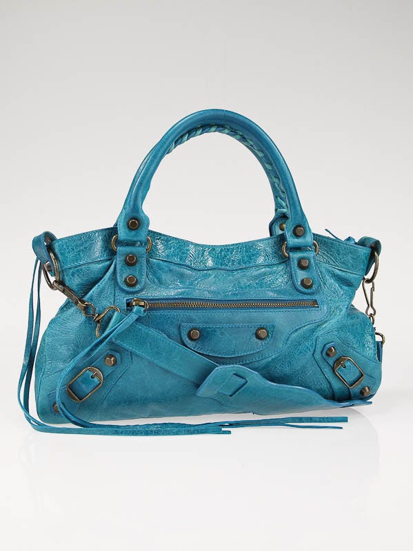 Balenciaga Turquoise Chevre Leather Motorcycle First Bag