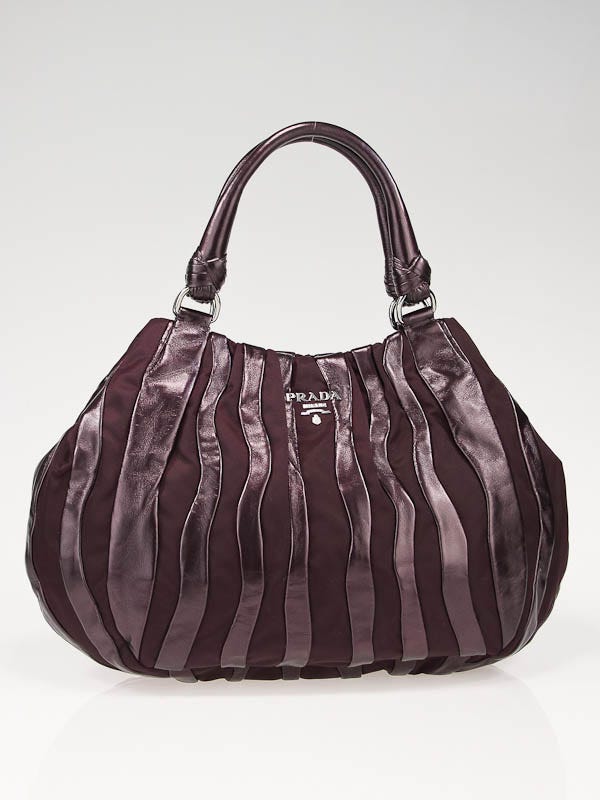 Prada Prugna Mordore Tessuto Nappa Stripes Bag BR3994