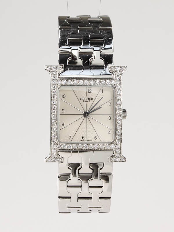 Hermes Stainless Steel and Diamond H-Our Quartz Watch