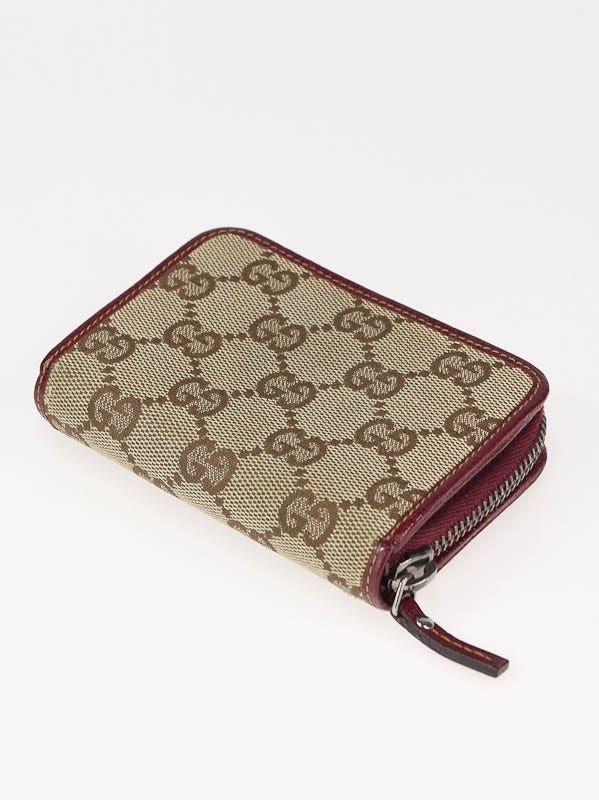 Gucci Beige GG Canvas Zippy Card Case and Coin Purse