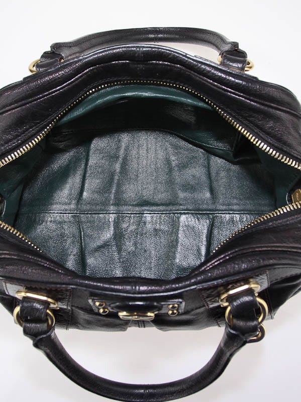 Marc Jacobs Black Leather Striping Trish Bowler Bag | Yoogi's Closet