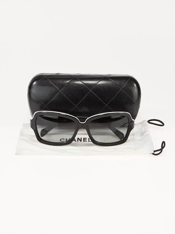 Chanel Black and White Frame CC Logo Sunglasses | Yoogi's Closet