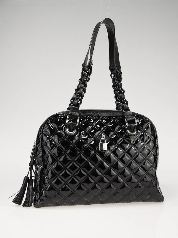 Marc Jacobs Black Quilted Patent Leather Karlie Bowler Bag