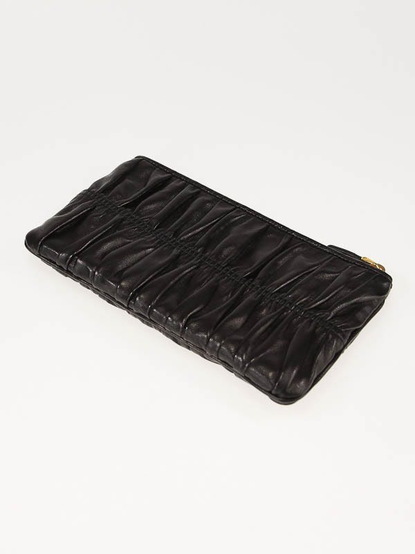 Prada Black Nappa Leather Gauffre Clutch/Wallet