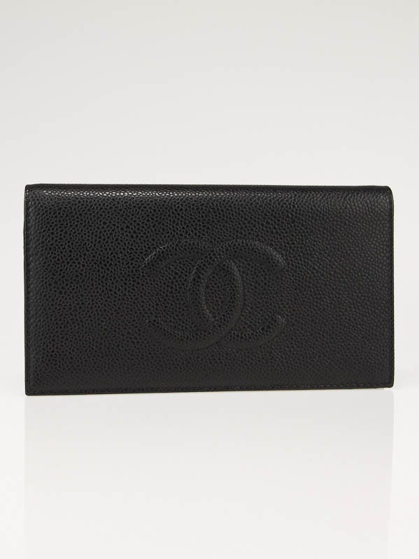 Chanel Black Caviar Leather Long Flap Wallet