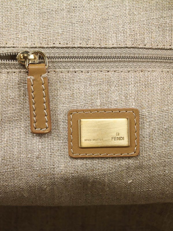 Fendi Gold Woven Leather Medium Shopper Roll Tote Bag