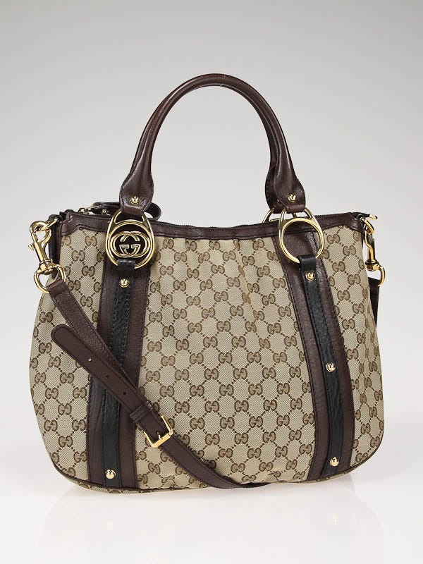 Gucci Beige/Ebony GG Fabric Interlocking Shoulder Bag