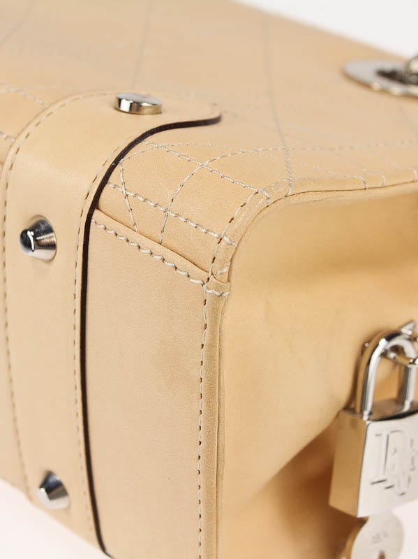 Christian Dior Peach Lady Dior Cannage East/ West Shoulder Bag