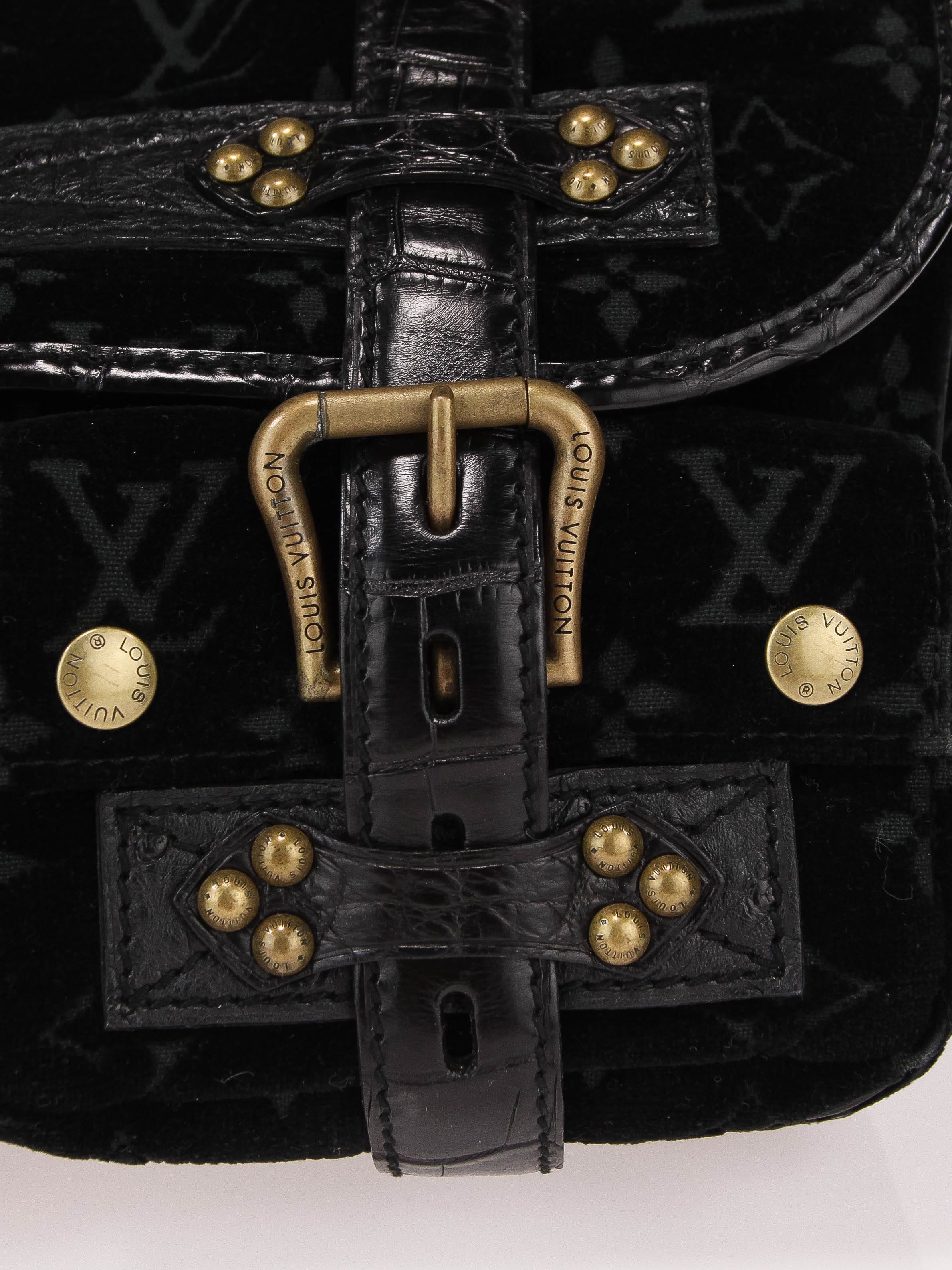 Louis Vuitton Limited Edition Black Monogram Velour Clyde Mon Bag