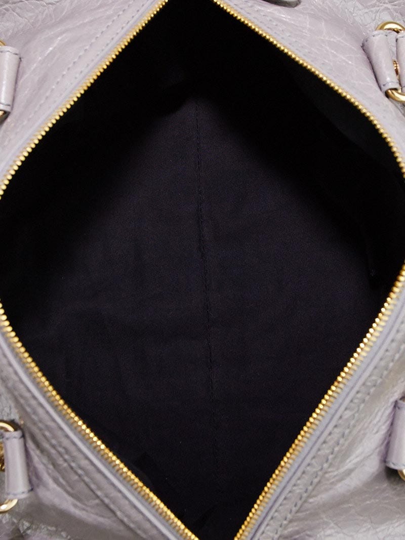 Balenciaga Gris Pyrite Lambskin Leather Giant 12 Gold Boston Bag 