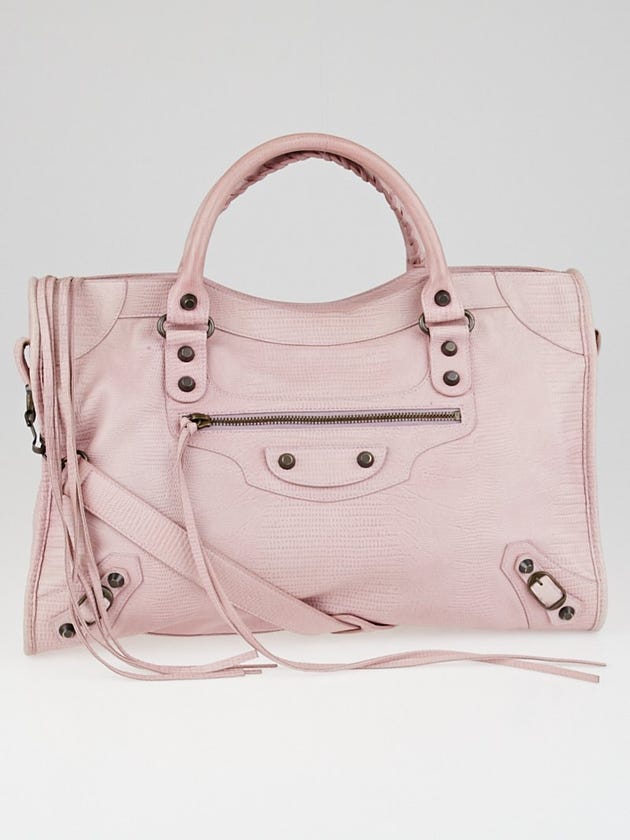 Balenciaga Limited Edition Neiman Marcus Anniversary Parme Lizard Embossed Leather Motorcycle City Bag