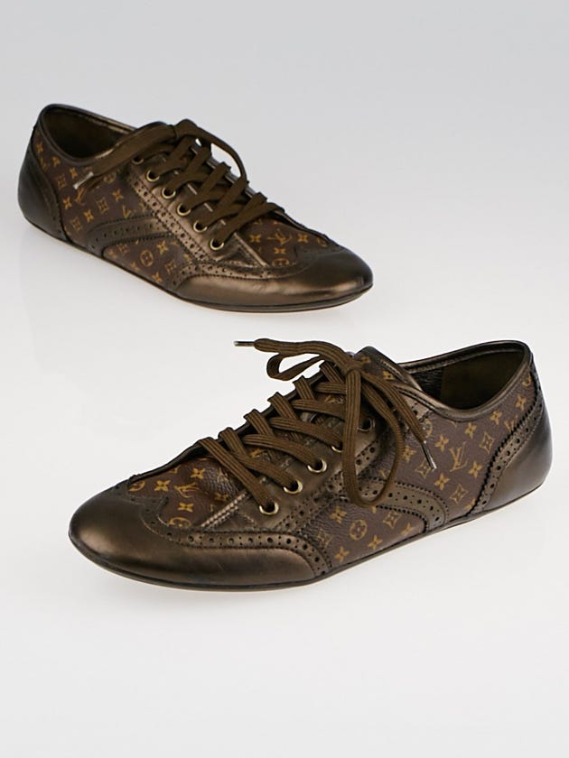 Louis Vuitton Monogram Canvas and Bronze Leather Sneakers Size 8/38.5