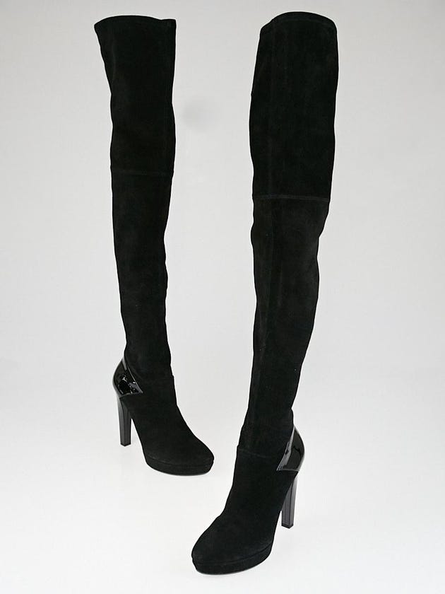 Gucci Black Suede Over-the-Knee Karen Platform Boots Size 8.5/39