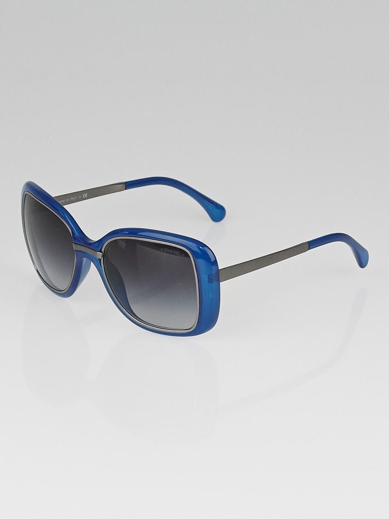 Chanel Blue Oversize Plastic Frame Logo Sunglasses-6044 | Yoogi's