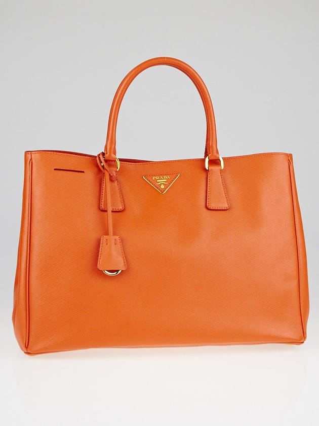 Prada Papaya Saffiano Lux Leather Medium Tote Bag BN1844