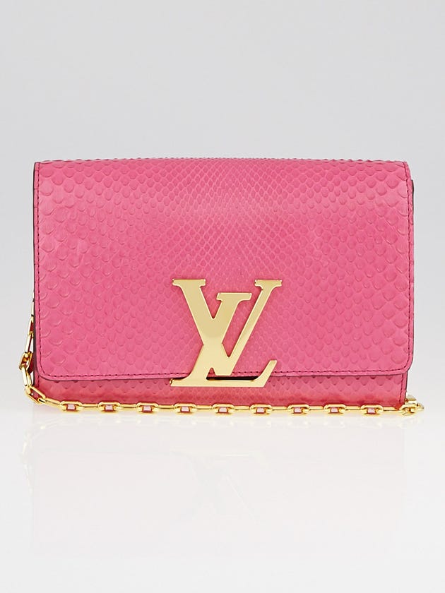 Louis Vuitton Pink Python Chain Louise Clutch Bag