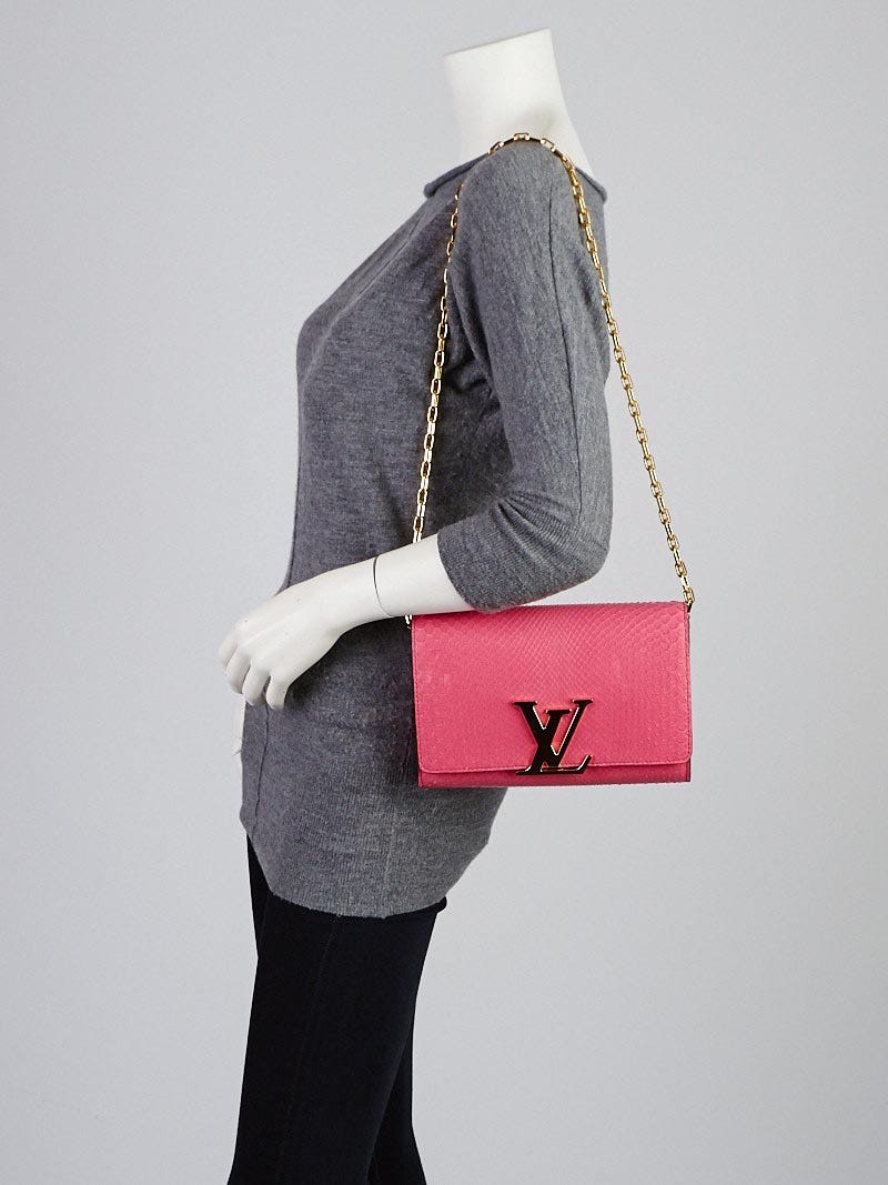 Louis Vuitton Pink Python Chain Louise Clutch Bag | Yoogi's