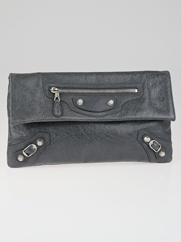 Balenciaga Gris Tarmac Lambskin Leather Giant 12 Silver Envelope Clutch Bag