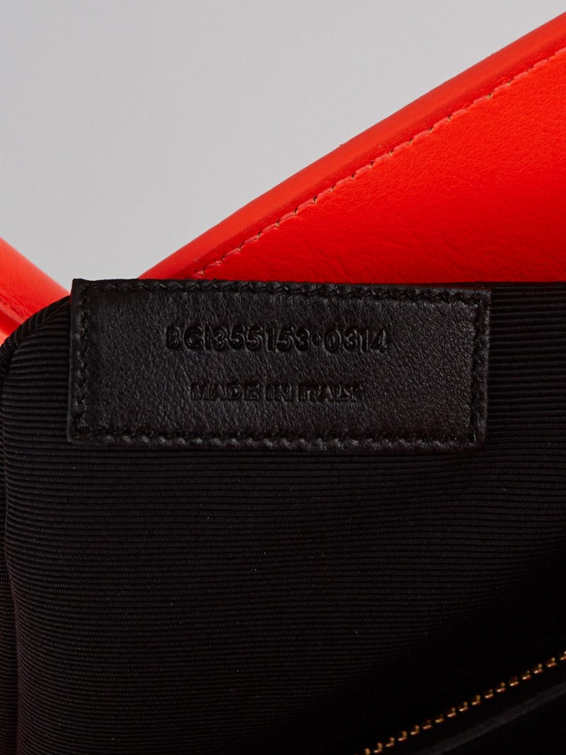 Yves Saint Laurent Neon Orange Calfskin Leather Classic Yves Saint Laurent Neon Orange Calfskin Leather Classic