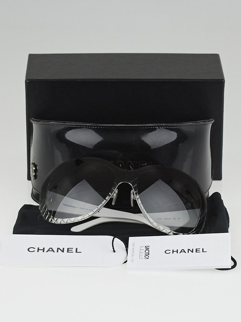 Chanel White Quilted Oversized CC Logo Sunglasses-4165 - Yoogi's Closet