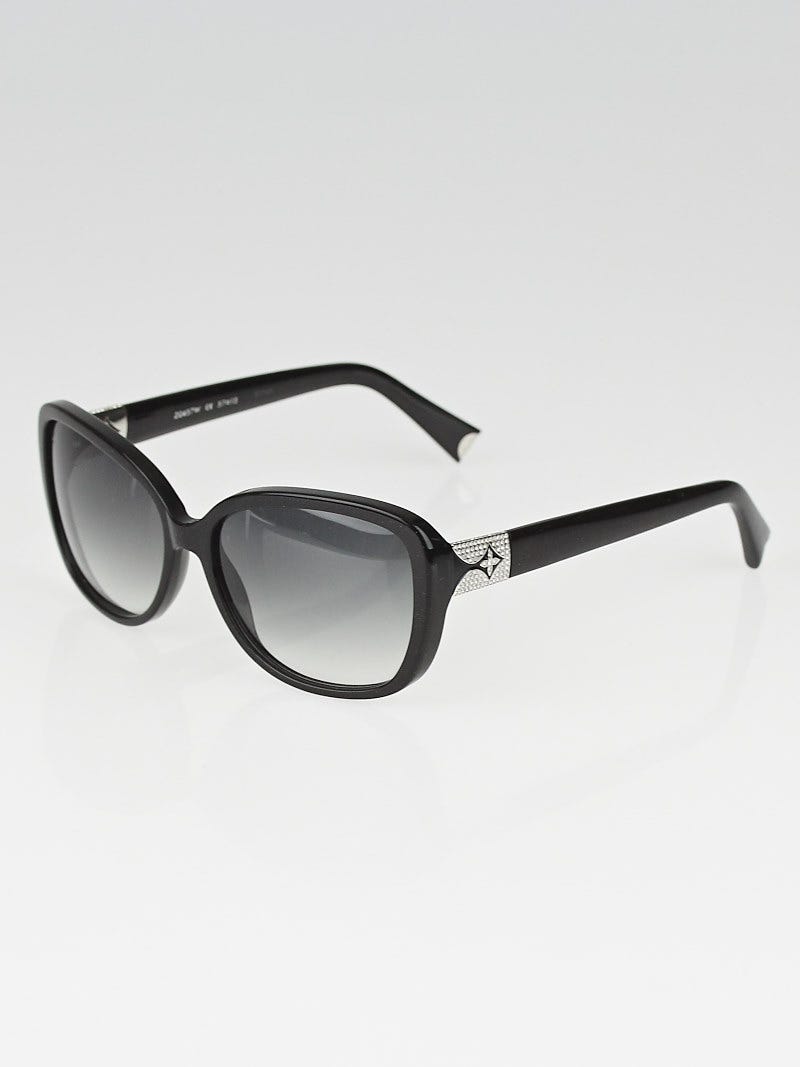 Louis Vuitton Black Speckling Acetate Frame Heather Strass