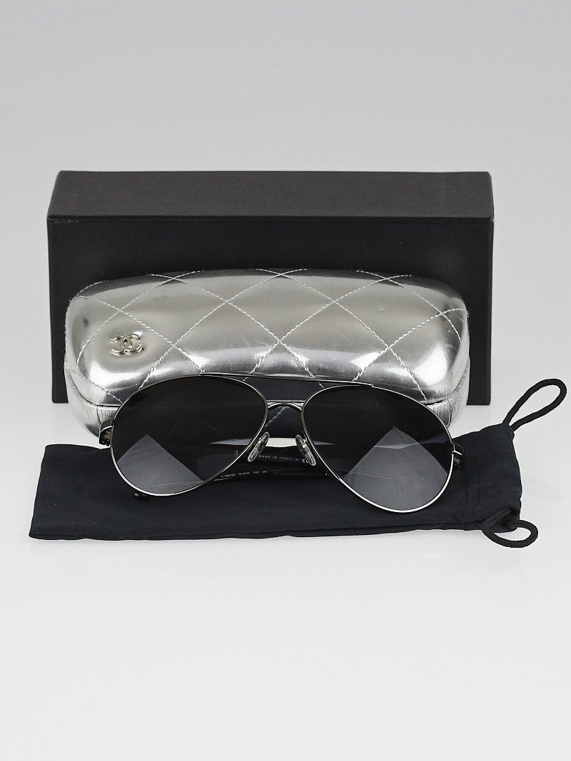 Chanel Black Gradient Tint Denim CC Aviator Sunglasses - 4185