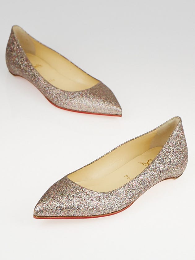 Christian Louboutin Multicolor Glitter-Covered Leather Pigalle Ballet Flats Size 6/36.5