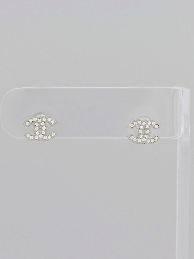 Chanel Crystal CC Logo Stud Earrings