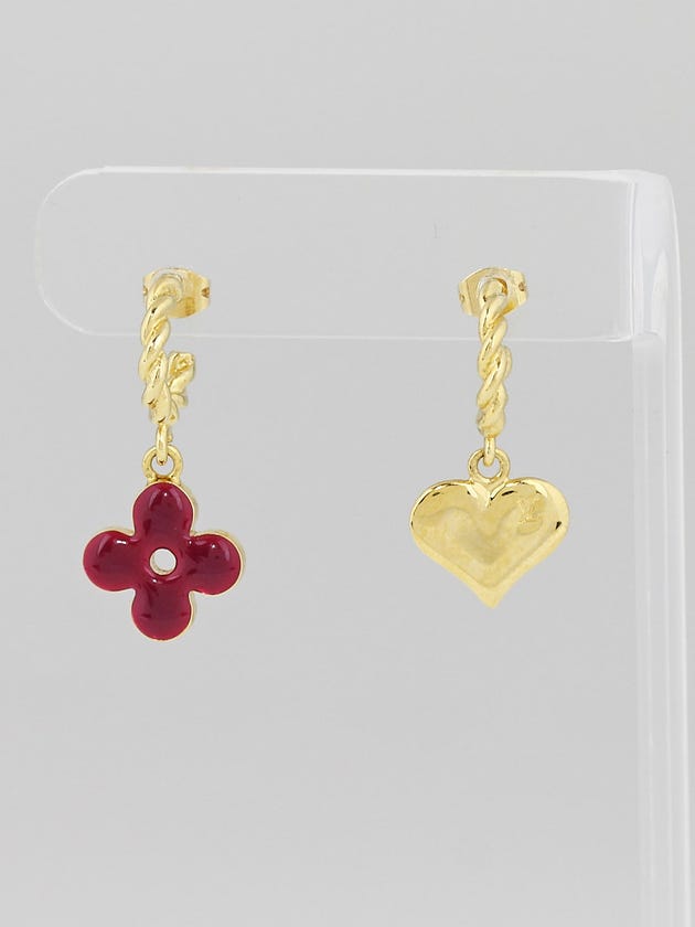 Louis Vuitton Goldtone Metal Sweet Monogram Charms Set of Three Earrings