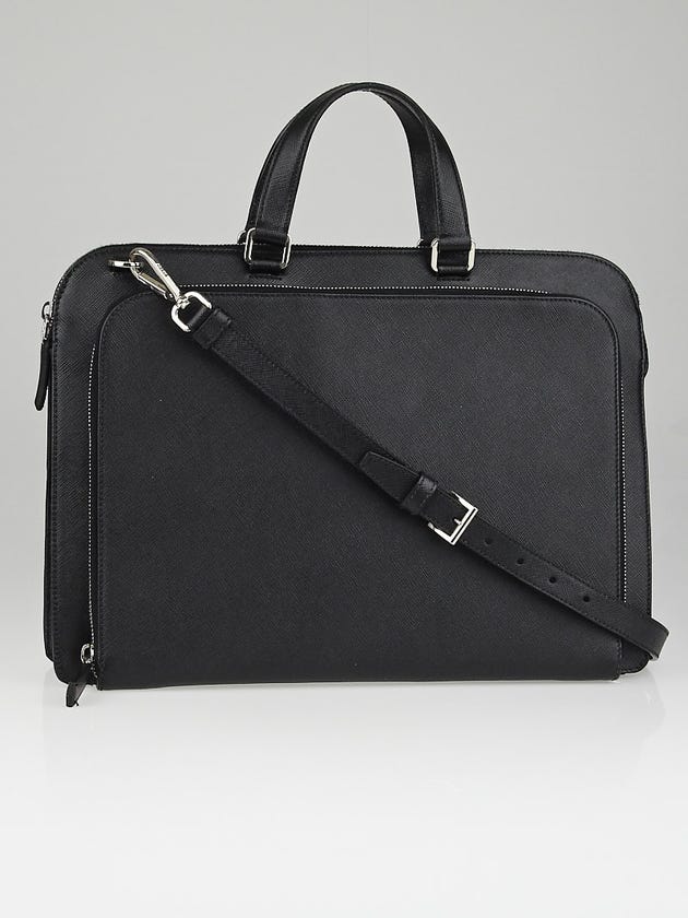 Prada Black Saffiano Leather Flat Briefcase Bag VR0078