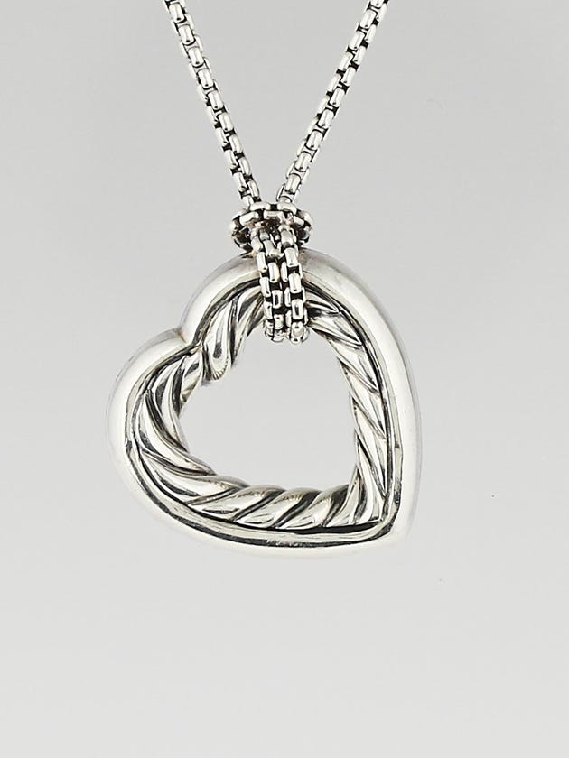 David Yurman Sterling Silver and 18k Gold Cable Heart Pendant Necklace