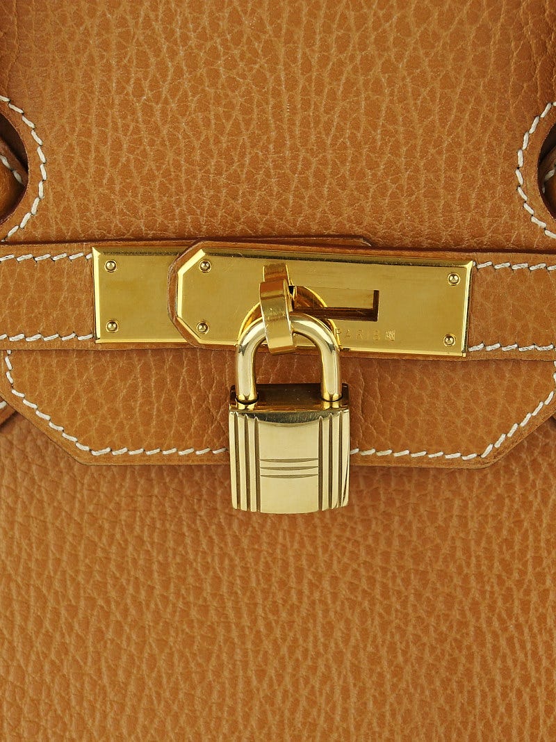 Amazing Hermès Birkin 35 handbag in Gold Vache Ardennes leather