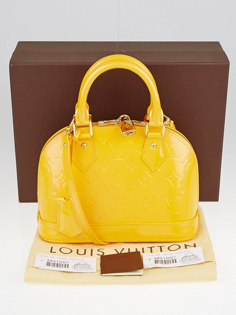 Louis Vuitton, Bags, Louis Vuitton Handbag Yellow Jaune Passion Monogram  Vernis Alma Bb M9697