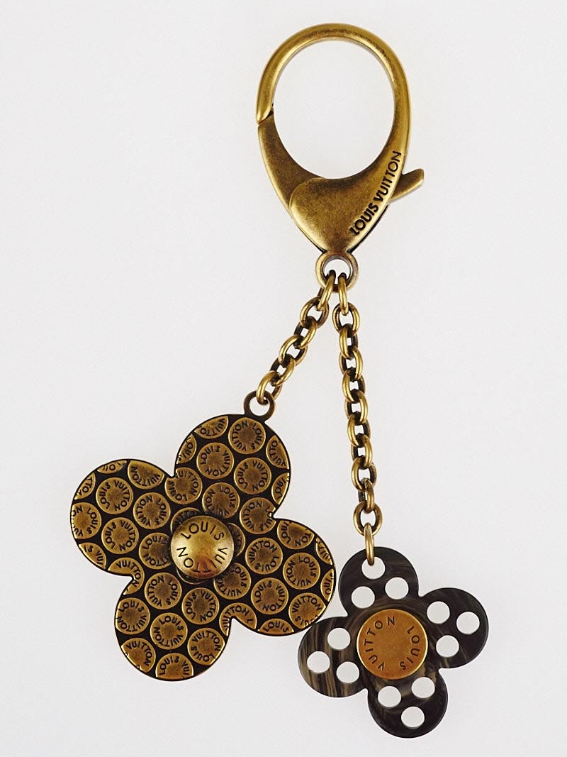 Louis Vuitton Antique Brass/Black Rock Flower Key Chain and Bag