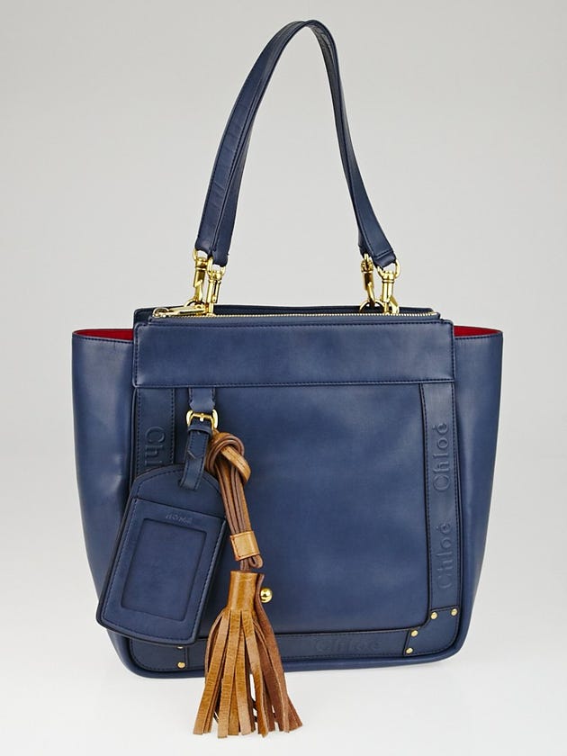 Chloe Blue Coated Canvas Small Eden Tote Bag