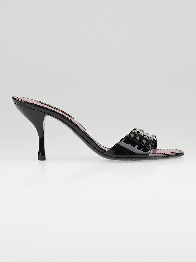 【希少】LOUIS VUITTON Patent Leather Sandals レザー サンダル Louis Vuitton Black Patent Leather Strappy Slide Sandals